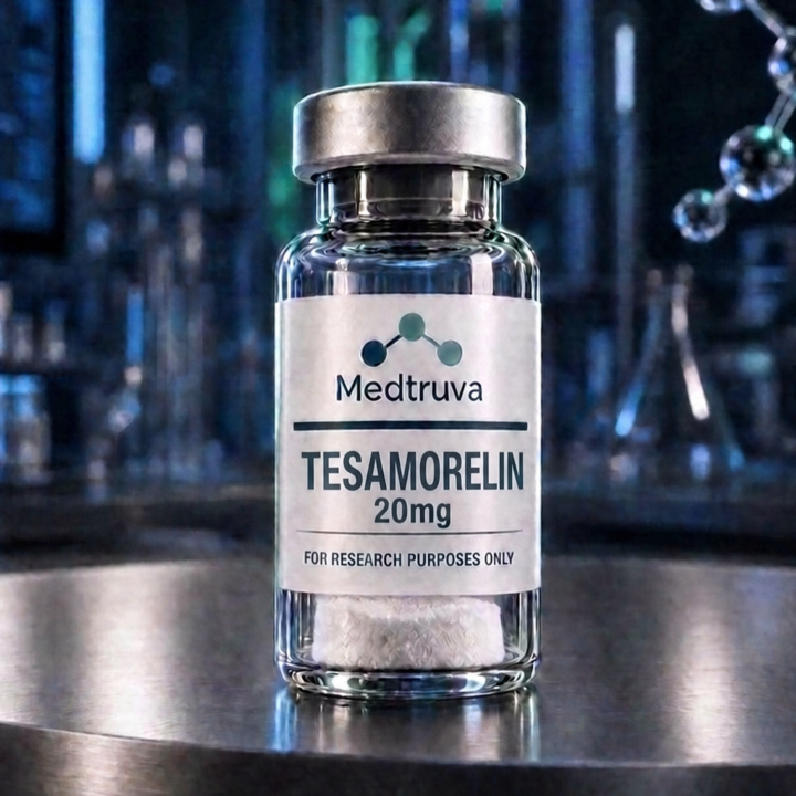 TESAMORELIN research peptide vial for laboratory studies