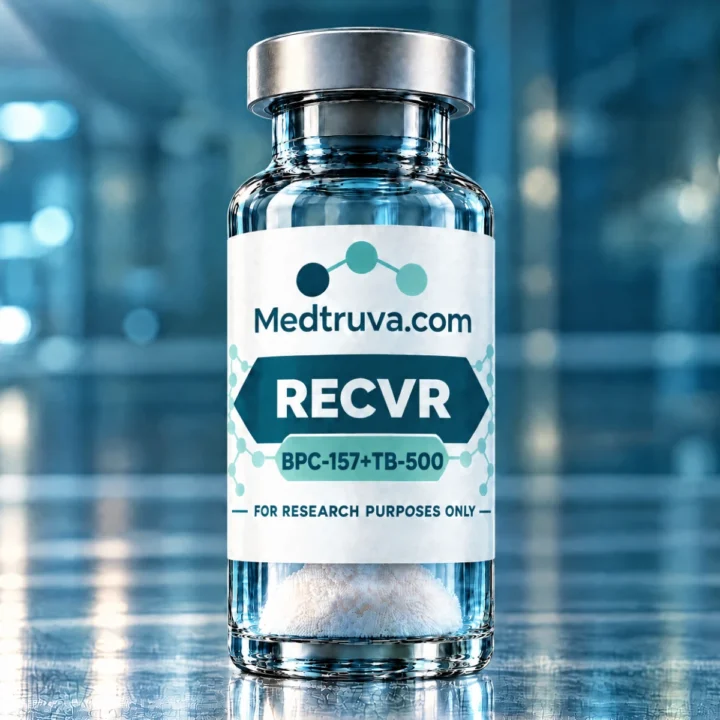 Medtruva RECVR (BPC-157 + TB-500) research peptide vial